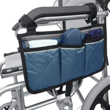 Wheelchair Side Bag with Multi Pockets, Dark Blue Organizer with Adjustable Straps for Daily Use