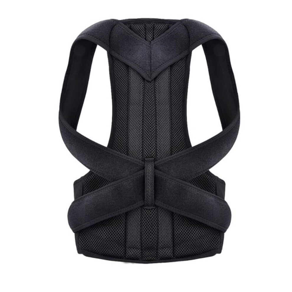 Black Adjustable Back Posture Corrector Brace For Adults, Ergonomic Spine Alignment Lumbar Support Belt Medium