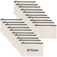 80Pack Canvas Zipper Pouches for DIY Personalization, Blank Canvas Bags for Makeup and Pencils