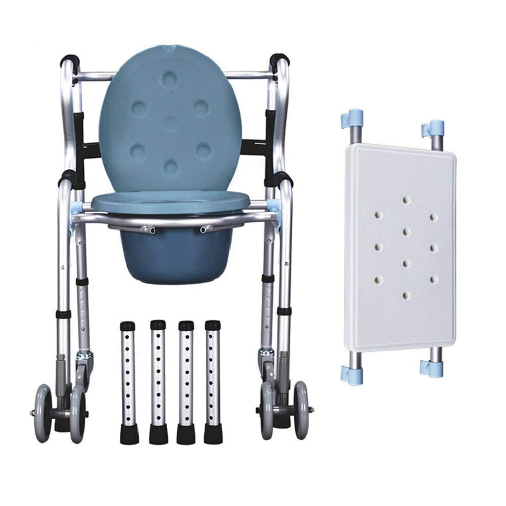 Folding Rollator Walker and Medical Commode Chair for Seniors, 550 lbs Capacity, Multifunctional Mobility Aid