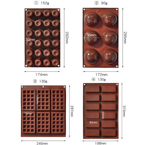 Silicone Baking Tools Cookie Chocolate Waffle Cake Mold,Style: 12-grid Chocolate Mold 2