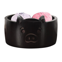 Handmade Wooden Yarn Bowl with Smooth Spiral Groove, Walnut Pig Yarn Holder for Knitting and Crocheting
