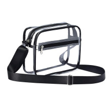 Doorzichtige PVC crossbodytas voor sportevenementen-Zwart groot