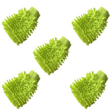 5 Pack Microfiber Cleaning Gloves DualSided Lint Dusting for Car Home Furniture Green