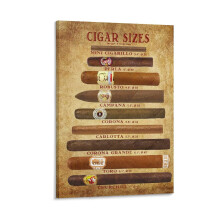 Cigar Wall Art Cigar Size Chart Canvas Print for Man Cave Lounge, Vibrant Handmade Ready to Hang 24x36