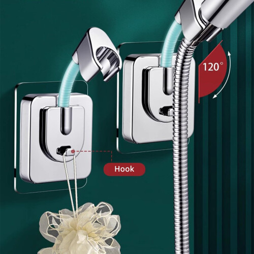 2pcs White Flexible Shower Suction Holder Adjustable Wall Mount Head Bracket for Bathroom 1