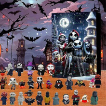 (C) Halloween Countdown Advent Calendar 2024, Nightmare Before Xmas Advent Calendar Blind Box, Scary Doll Horror Figures Gifts for Kids