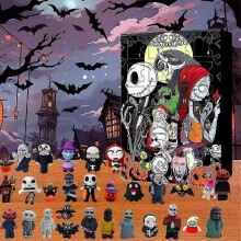 (A) Halloween Countdown Advent Calendar 2024, Nightmare Before Xmas Advent Calendar Blind Box, Scary Doll Horror Figures Gifts for Kids