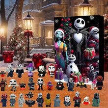 (B) Halloween Countdown Advent Calendar 2024, Nightmare Before Xmas Advent Calendar Blind Box, Scary Doll Horror Figures Gifts for Kids