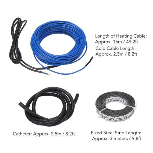 15M 1.5m² Pipe Heat Cable 15W/m, 225W/PC 1