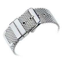 24mm Stainless Steel Mesh Watch Band Silver Replacement Strap with Pin Buckle Easy Installation