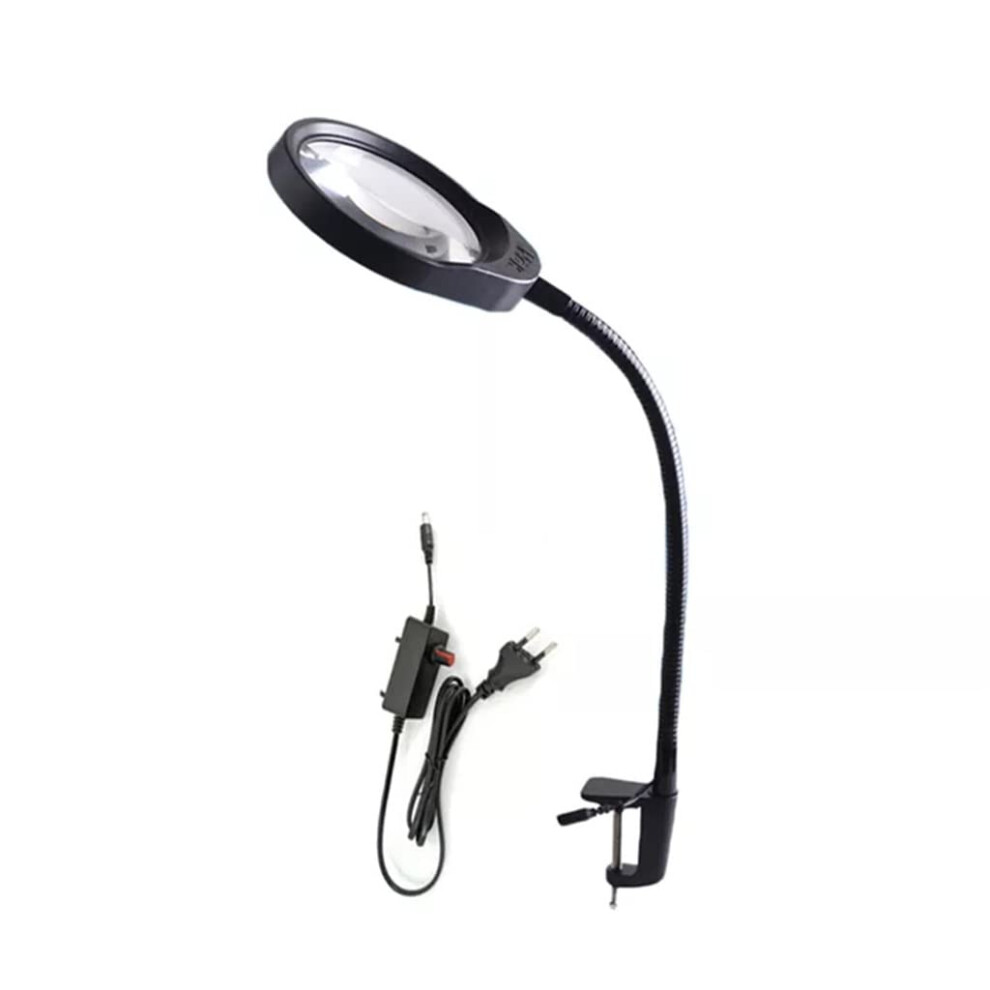 Light Magnifying Lamp With Hands Led Desk Magnifier With Clamp, 48Led Illumination For Reading And Crafts