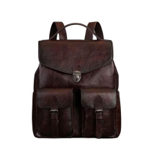 Men's Leather Laptop Backpack 13.3 Inch Brown Leather Briefcase TravelReady Durable Bag