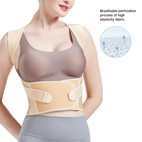 Adjustable Posture Corrector Back Brace with Breathable Three‑Layer Design for Men and Women Small D 1
