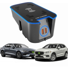 Car Wireless Charger for Volvo XC90 XC60 S90 V90 V60 S60, 15W Fast Charging Pad with Dual QC3.0 Ports