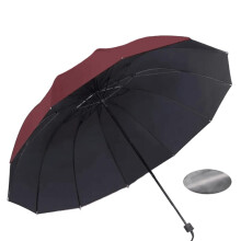 12Rib Windproof Umbrella Red with Reinforced Frame, Reverse Folding, UV Protection for Heavy Rain Travel