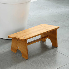 Wooden Squat Toilet Stool 17cm Height Ergonomic Bathroom Foot Stool with Smooth Rounded Edges Easy to Clean
