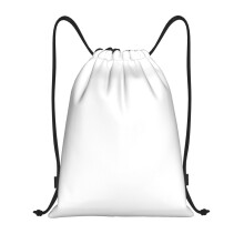 Waterproof Drawstring Gym Bag, Large Capacity Lightweight Polyester Backpack for Travel, Sports, Yoga, White