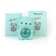 (Green bear box) Christmas Teddy Bear Jewelry Box With Love You Envelope Necklace Eternal Rose Flower for Girl Mother's Day