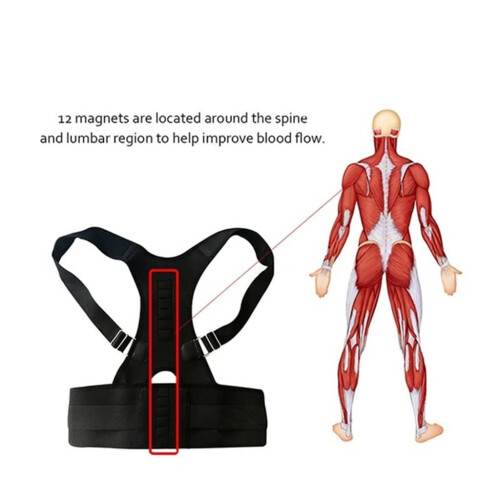 Adjustable Magnetic Posture Corrector and Back Support Belt for Shoulder Alignment Pain Relief Black Large 2