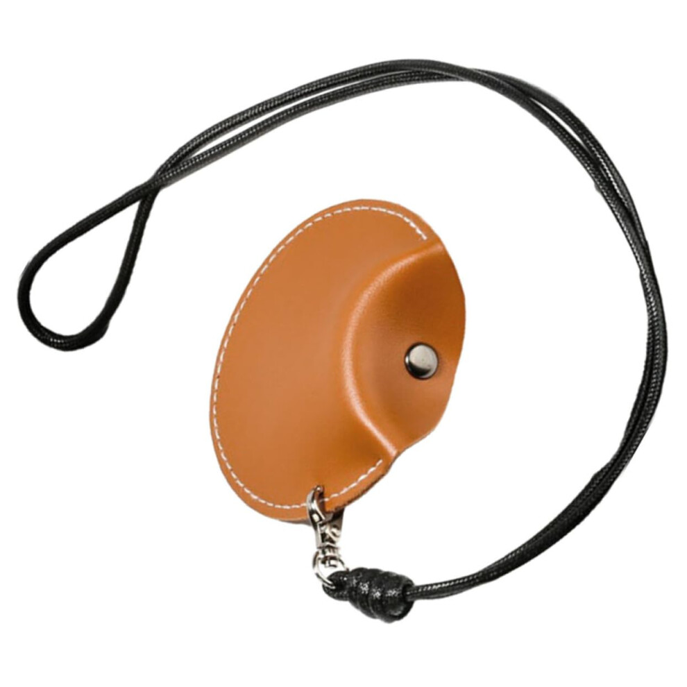 Pu Leather Earphone Case With Neck Hanging Lanyard, Compact Travel Earbuds Organizer Pouch Brown 9330225137153