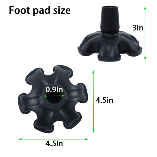 Cane Tip Replacement 3/4 Inch, Self‑Standing Quad Base, Anti‑Slip Rubber Tip for Walking Stick Stability 1