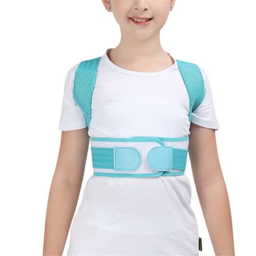 Adjustable Posture Corrector Back Support Belt with Breathable Lumbar Brace for Spine Alignment Blue M 1