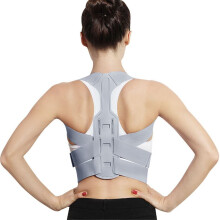 Posture Corrector Back Support Belt with Adjustable Elastic Straps for Spine and Shoulder Alignment Gray Large