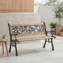 (Rose Style) 3 Seater Garden Bench Wooden Seat Armrests