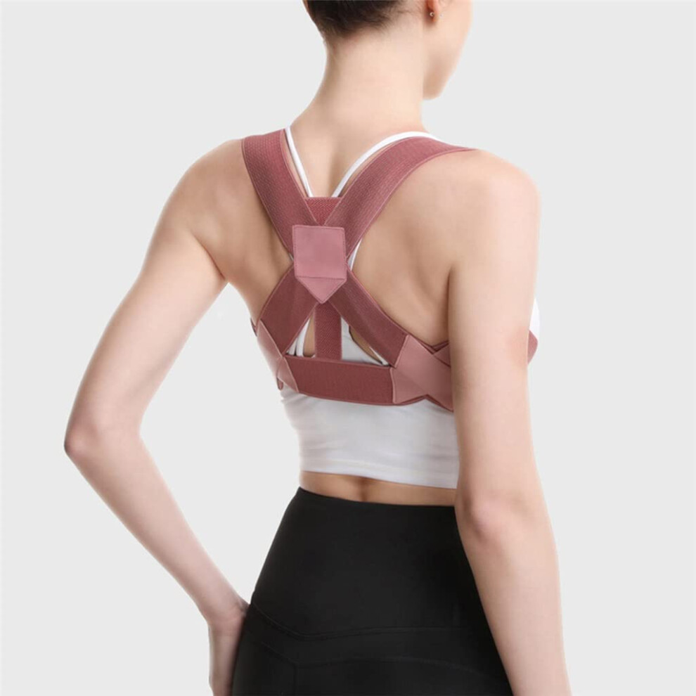 Adjustable Elastic Posture Corrector for Women XS Rosa, Breathable Back Support Brace for Kyphosis Correction and Hunchback Prevention