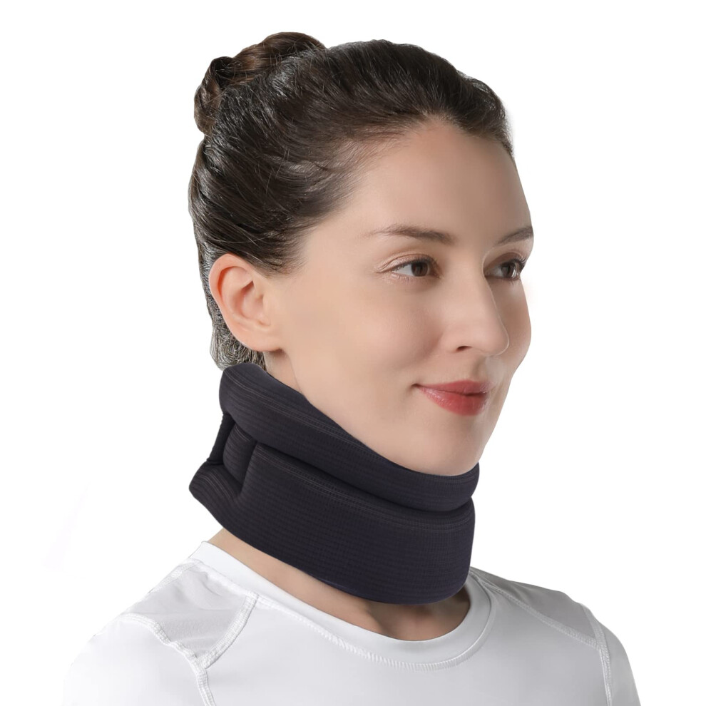 Cervical Neck Brace for Pain Relief and Posture Support, Soft Adjustable Neck Support Collar Black 11.514 Inch