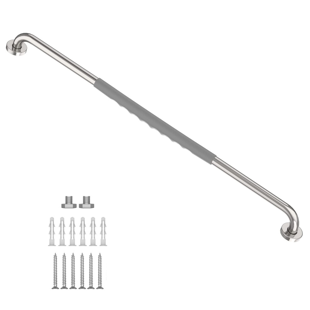 36 Inch Stainless Steel Bathroom Grab Bar AntiSlip Rubber Grip 500lbs Polished Chrome Safety Rail