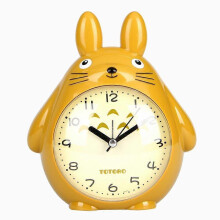(Yellow) Alarm Clocks For Bedrooms, Cartoon Alarm Clock Totoro Alarm Clock Night Light, Student Children's Home Decoration Desktop Clock(Grey)