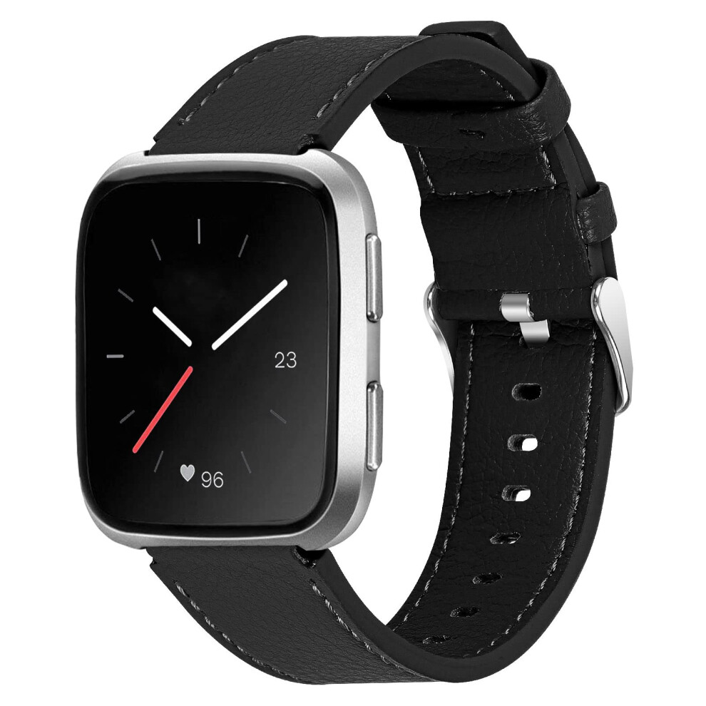 Leather Band Breathable Adjustable Strap Replacement For Fitbit Versa 2 And Versa Lite Black 9771547672272