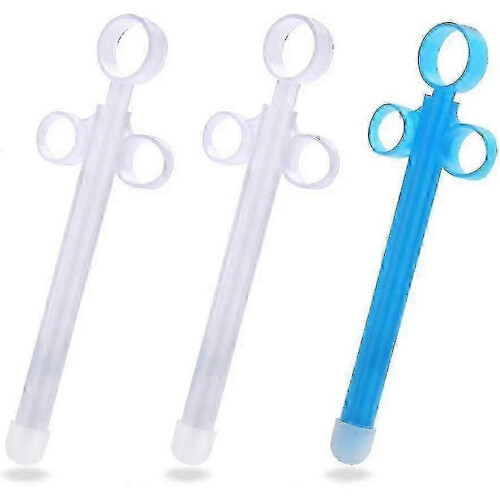 (Blue 2 white) Lube Lubricant Applicator with Smooth Rounded Tip Reusable/Durable/Easy to Clean (2 Pack)-Good