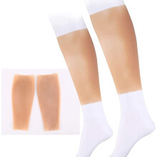 Silicone Calf Pads Realistic Skin Texture 360 Adjustable Fit Fake Calf Muscle Sleeves for Thin Legs Scar Concealment S