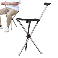 Folding Walking Stick with Seat Chair 63x29cm Foldable Cane with Durable Oxford Fabric and NonSlip Base for Elderly Outdoor Travel