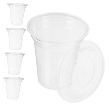 10Pcs Clear Plastic Cups with Lids for Cold Drinks Iced Coffee Juice Yogurt Party Use SpillResistant Flat Tops