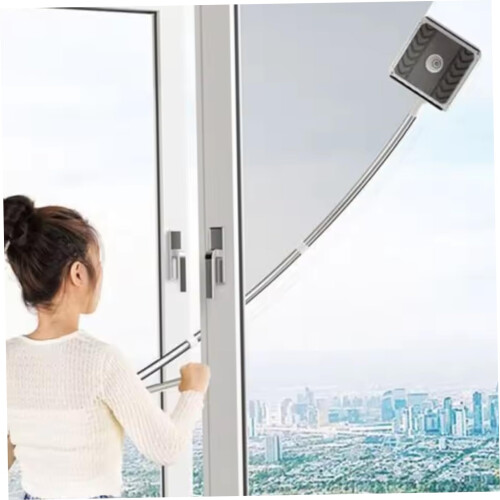 Double Sided Window Cleaner with U Shaped Telescopic Handle, 2 in 1 Sponge Squeegee for  Windows 1