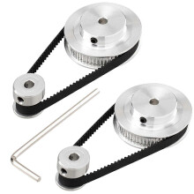 2-delige GT2 synchroonwielset met 20 en 60 tanden, 5 mm boring, aluminium distributiepoelie, inclusief 2 distributieriemen van 200 mm breed.