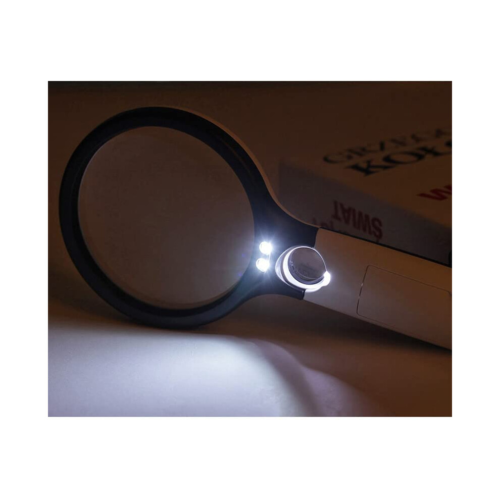 Lighted Magnifying Glass 3X 45X Dual Lens with LED Light for Reading, Coins, Jewelry, Seniors