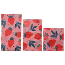 Conjunto de 1 embalagem reutilizável de cera de abelha para alimentos, ideal para sanduíches e queijos com estampa de festa na selva.