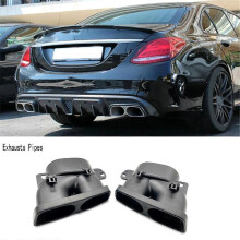 2X Exhausts Pipes Car Quad Exhaust Compatible with Benz Brabus AMG C63/S W204 W205 W212 W213 W222 C205 15-18