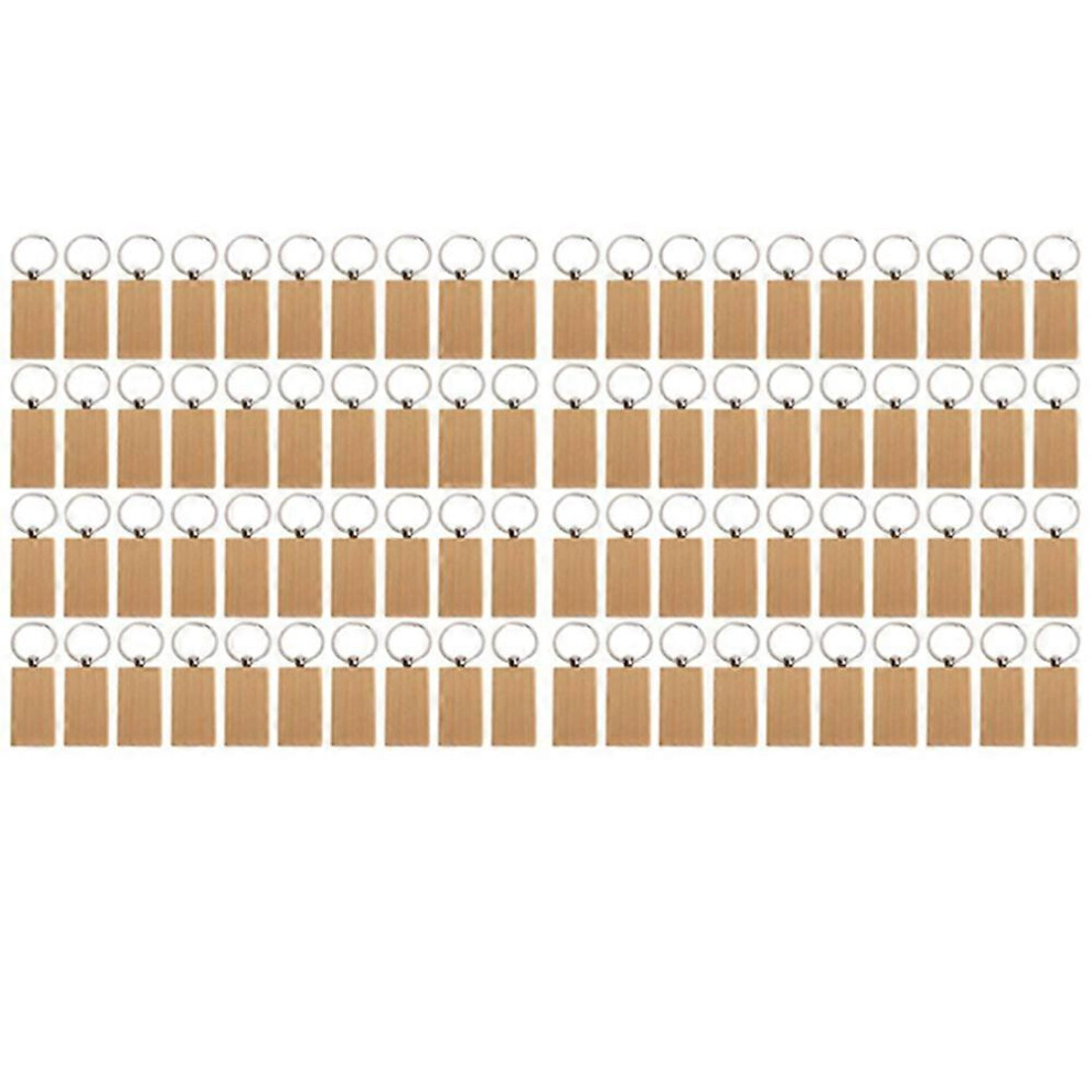 80Pcs Blank Rectangle Wooden Key Chain Diy Wood Keychains Key Tags For Engraving Diy Gifts 3326142943096