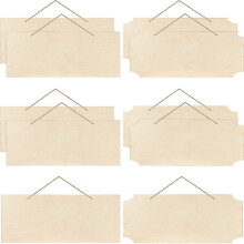 10 Pcs Unfinished Hanging Wood Sign, Rectangle, with Ropes, Compatible with Pyrography