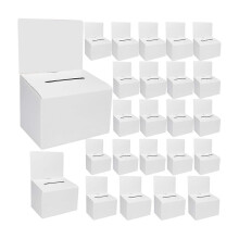 Verpakking van 24 kartonnen stembussen met gleuf, 6x6 inch suggestieboxen voor loterijen met verwijderbare gleuf