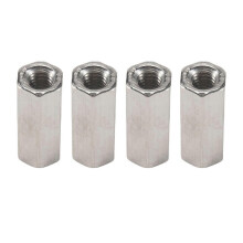 Conjunto de 4 parafusos sextavados métricos M6 x 1 com passo de 25 mm e porca sextavada.