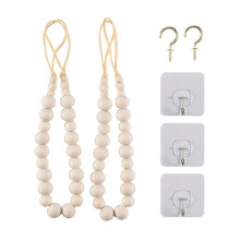 2Pcs Curtain Tie Backs, Natural Wood Drape Tiebacks, Window Treatment, Farmhouse Garland, Boho Decor