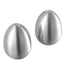 2 Pieces Egg Shaped Stainless Steel Salt and Pepper Shaker Set for Kitchen