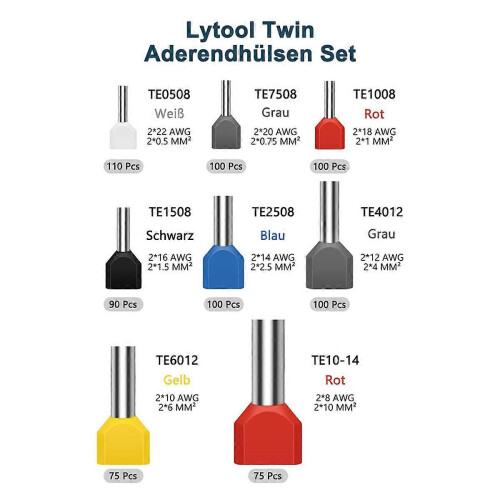 Kit de 750 terminales de cable dobles con conectores de crimpado 2